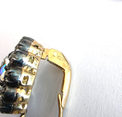 18K yellow gold and platinum earrings with large diamonds