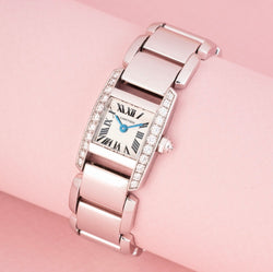 CARTIER "Tankissime" PM Watch in white gold, steel, and diamonds