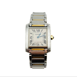 CARTIER "Tank Française" watch in yellow gold and stainless steel