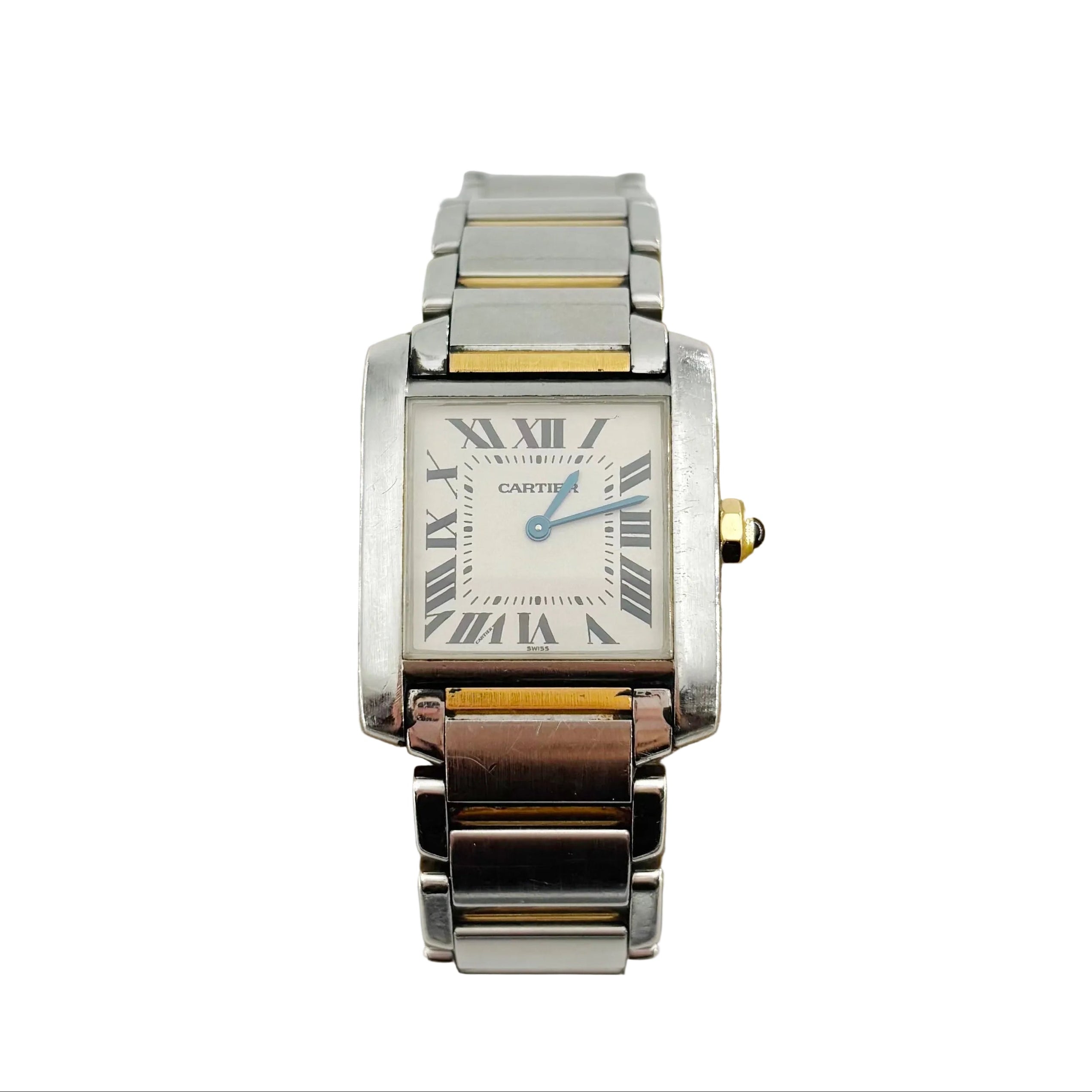 CARTIER "Tank Française" watch in yellow gold and stainless steel