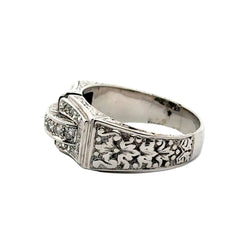 White Gold Signet Ring with Diamonds