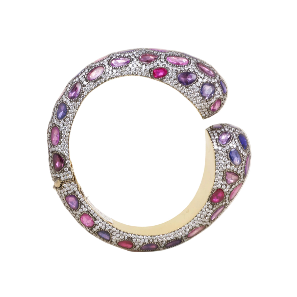 ANDRÉ MARCHA bangle bracelet in yellow gold, silver, sapphires, and diamonds