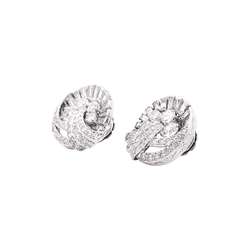 Boucles d'oreilles vintage diamants, platine.