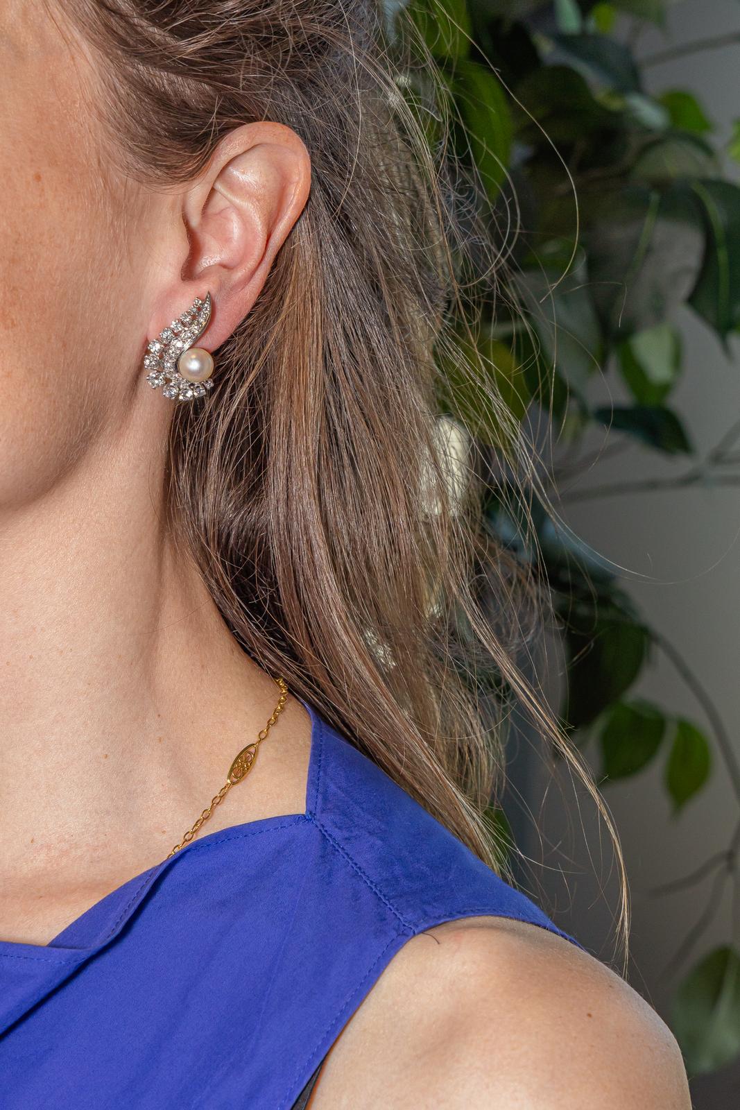 Earrings White gold Pearl