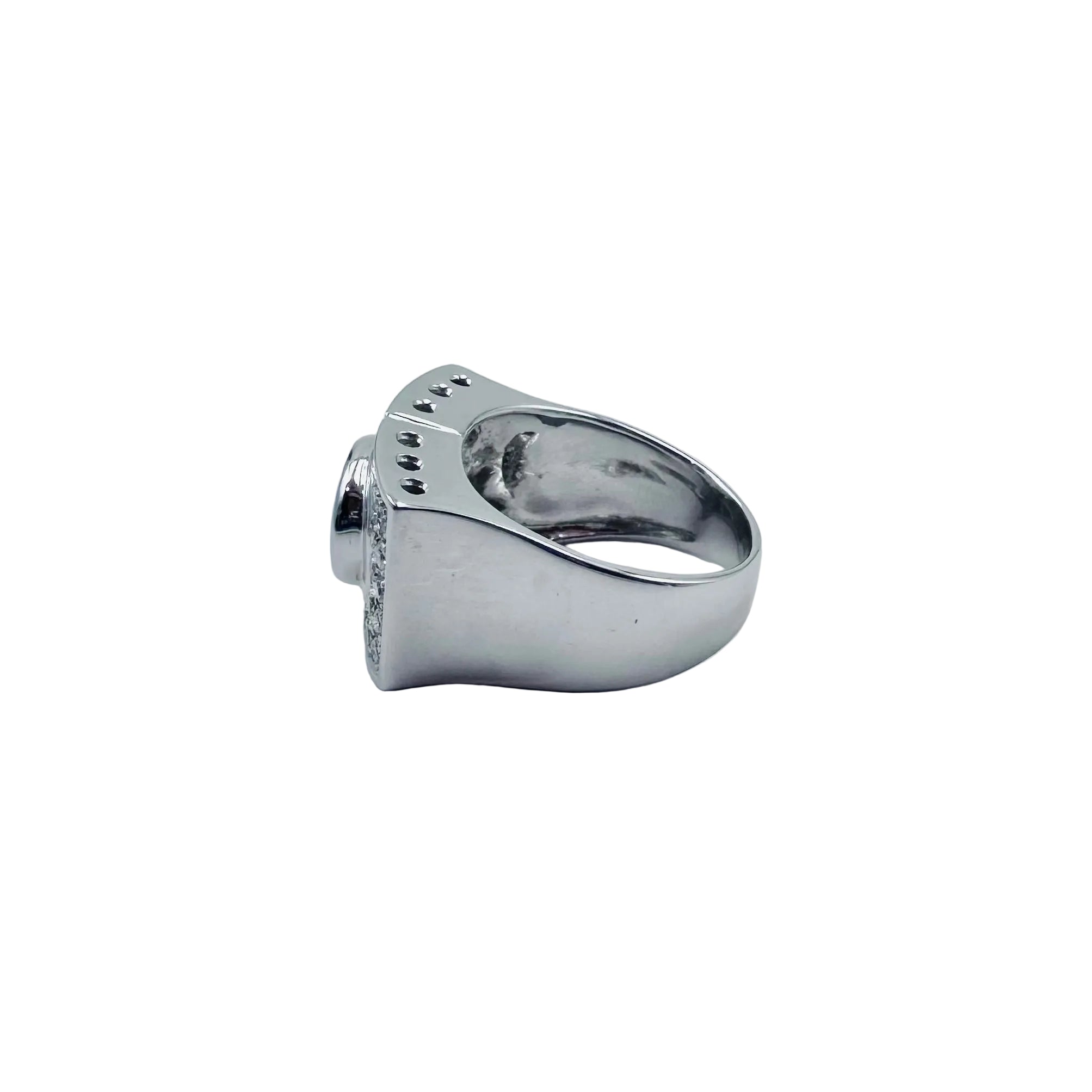 Tank Ring in white gold, Aquamarine and Diamonds