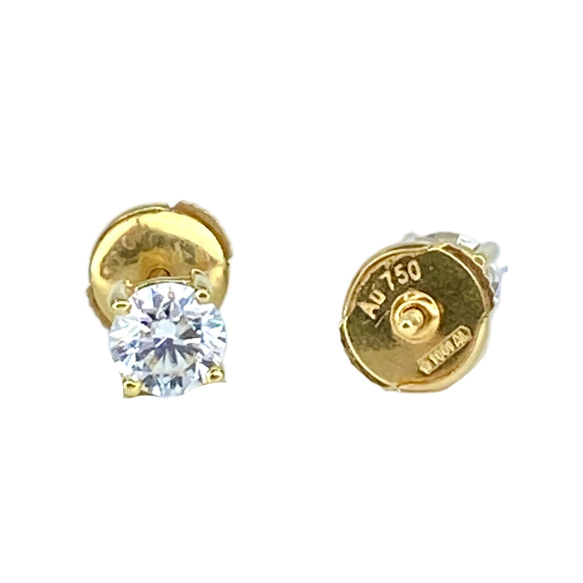Yellow Gold and Diamond Stud Earrings