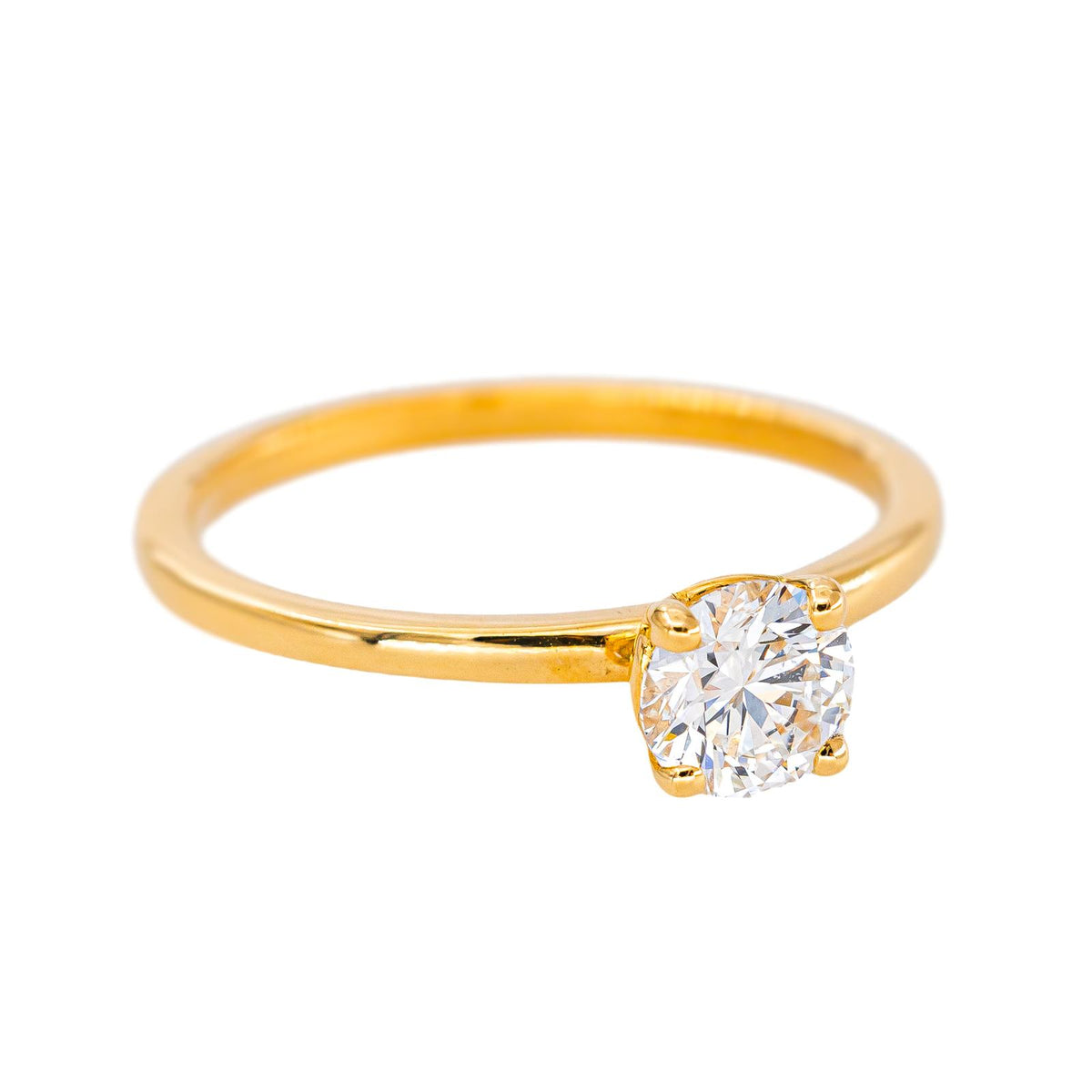 Yellow Gold Solitaire Ring with Diamond