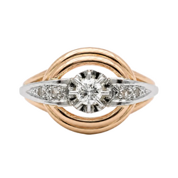 Ring in white gold, rose gold, and diamonds