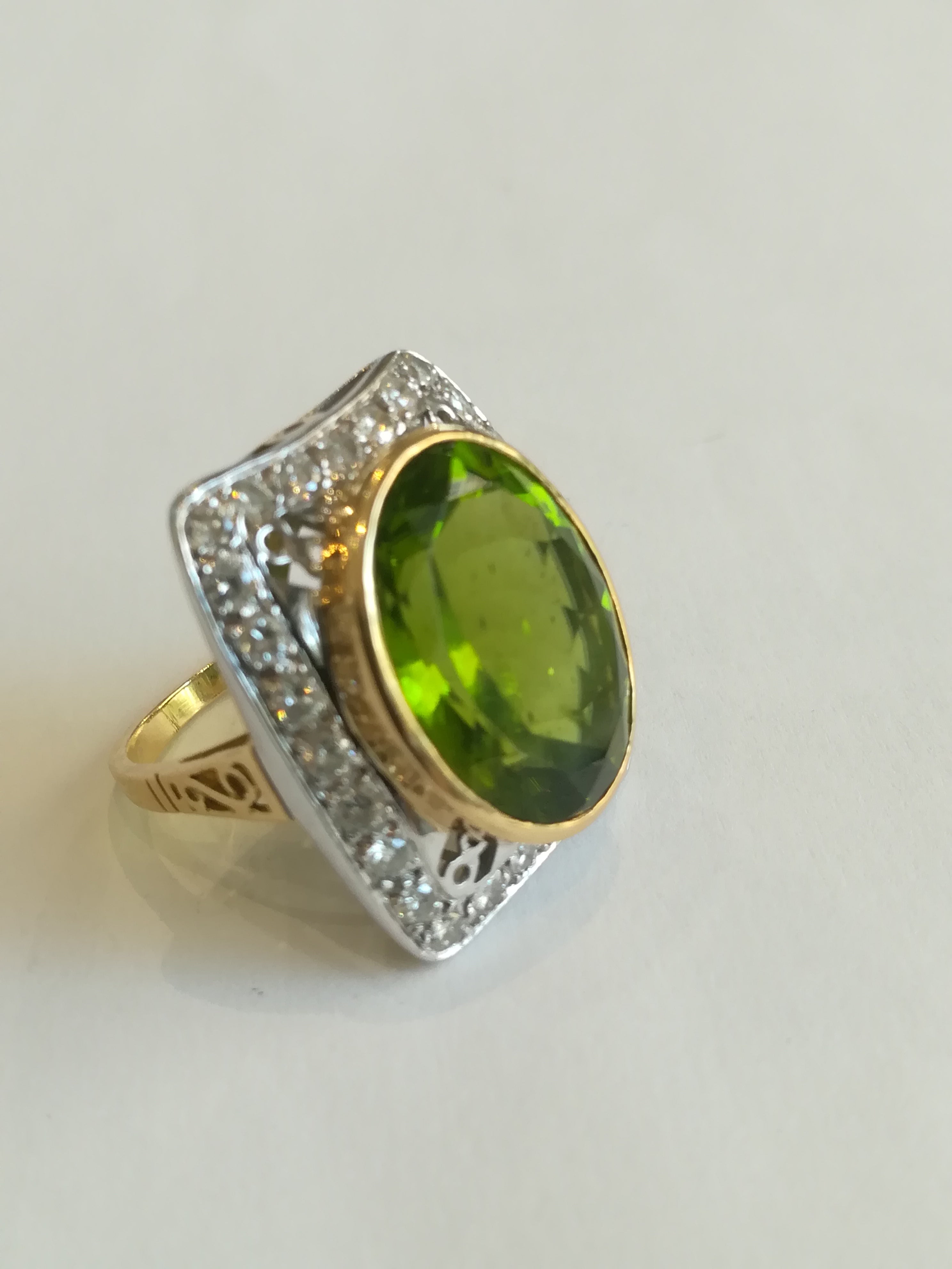 Bague 2 Ors Péridot Diamants