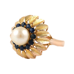 "Dôme" Ring in Yellow Gold, Pearl, and Sapphires