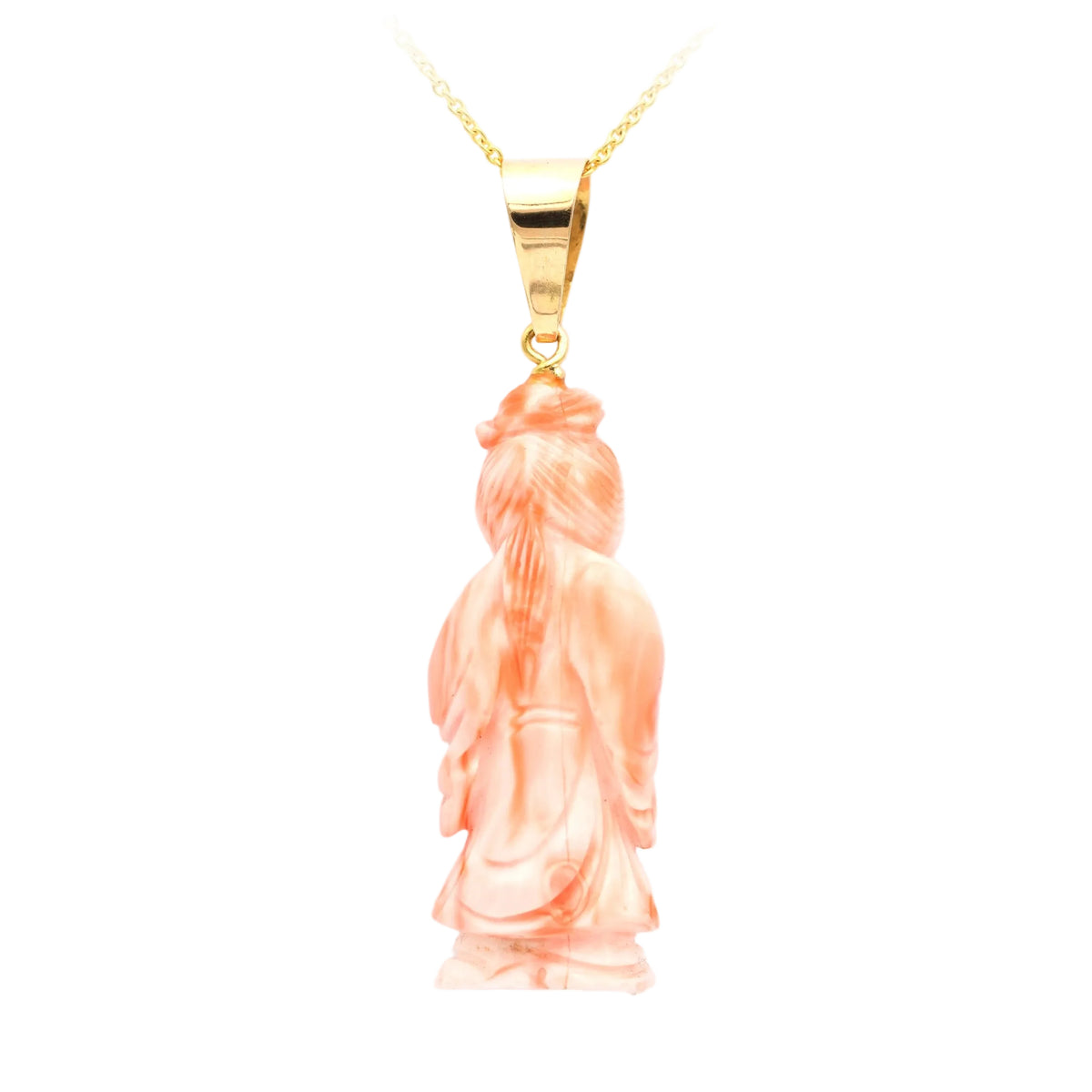 Yellow gold and coral pendant