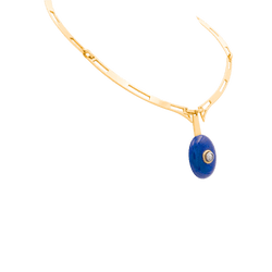 Yellow Gold Necklace with Lapis lazuli and Diamond Pendant