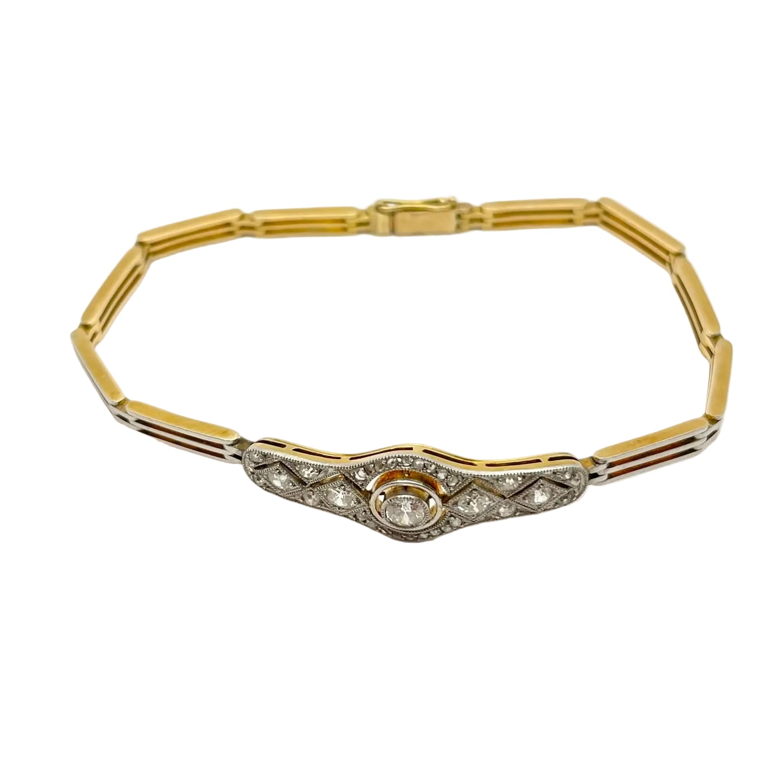 White gold, yellow gold, and diamond bracelet