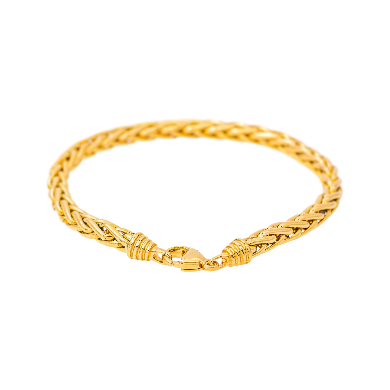 Yellow Gold Palm Leaf Link Bracelet