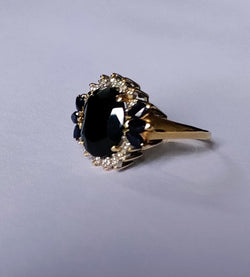 Ring Marguerite in yellow gold, sapphires and diamonds