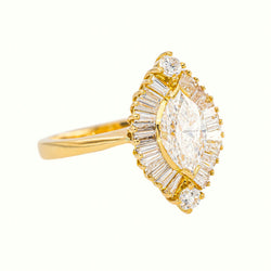 Yellow gold Marquise Diamond Ring