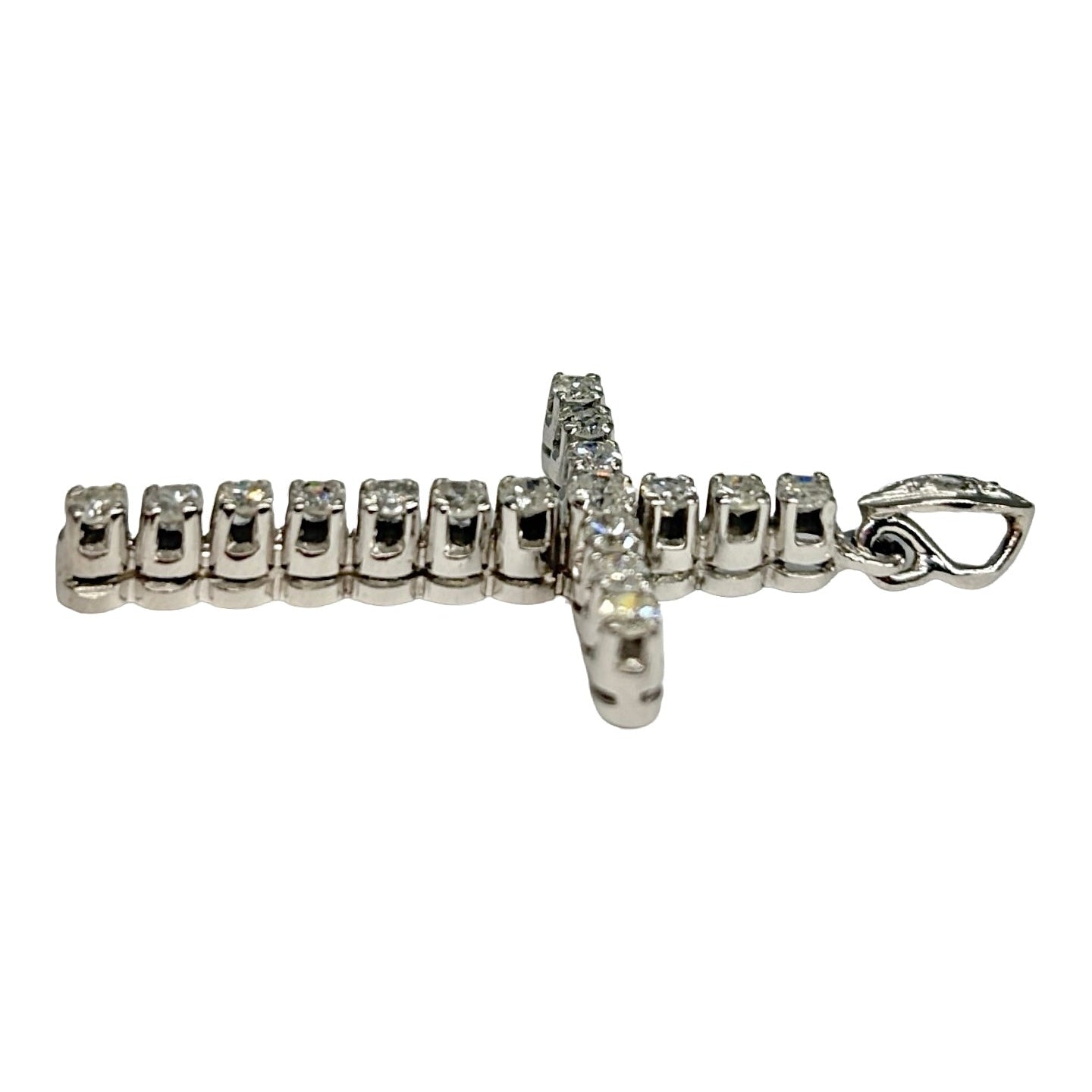 14K White Gold Cross Pendant with 0.90 ct Diamonds