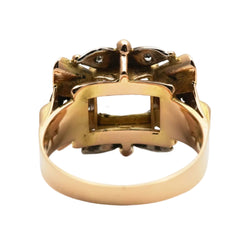 Tank Ring in yellow gold, aquamarine, and diamonds