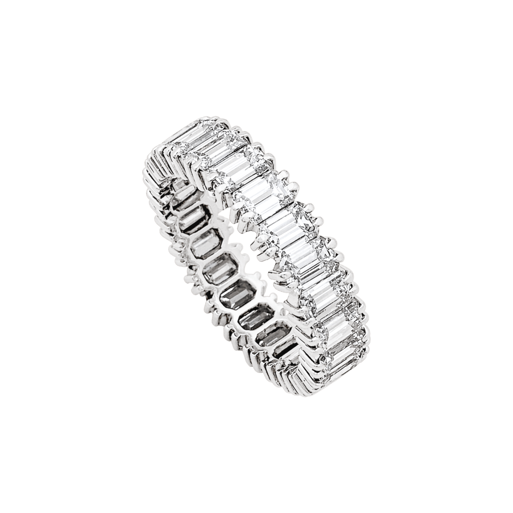 Ring alliance tour complet, paltinium and diamonds emerald cut.