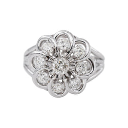 Marguerite Ring, White gold with Diamond