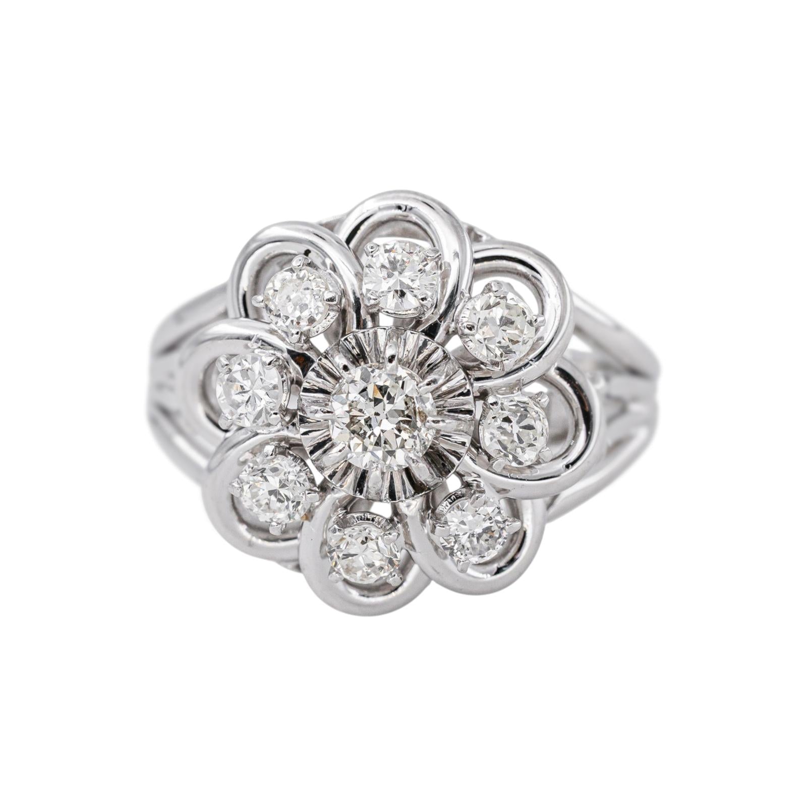 Marguerite Ring, White gold with Diamond