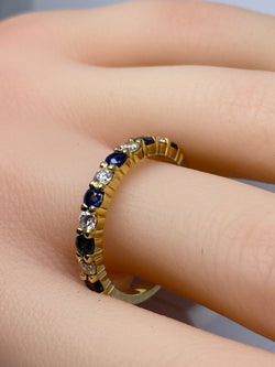 Yellow Gold Wedding Band with Sapphires and Diamonds