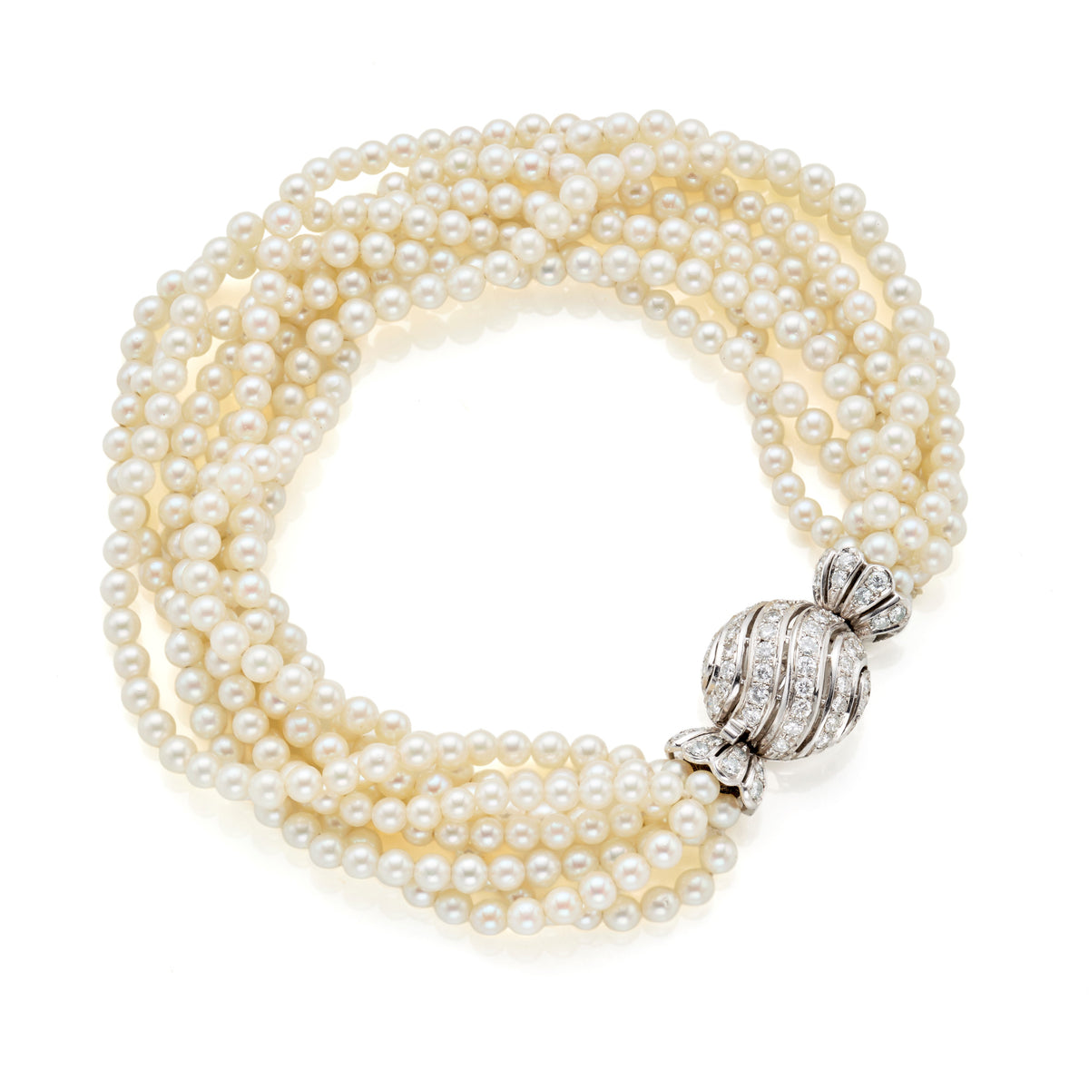 Bracelet en or blanc, perles et diamants