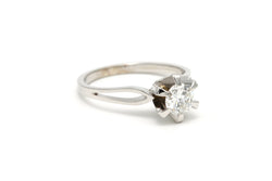 White Gold Solitaire Ring with Diamonds