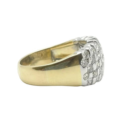 Ring in white gold, yellow gold and diamonds