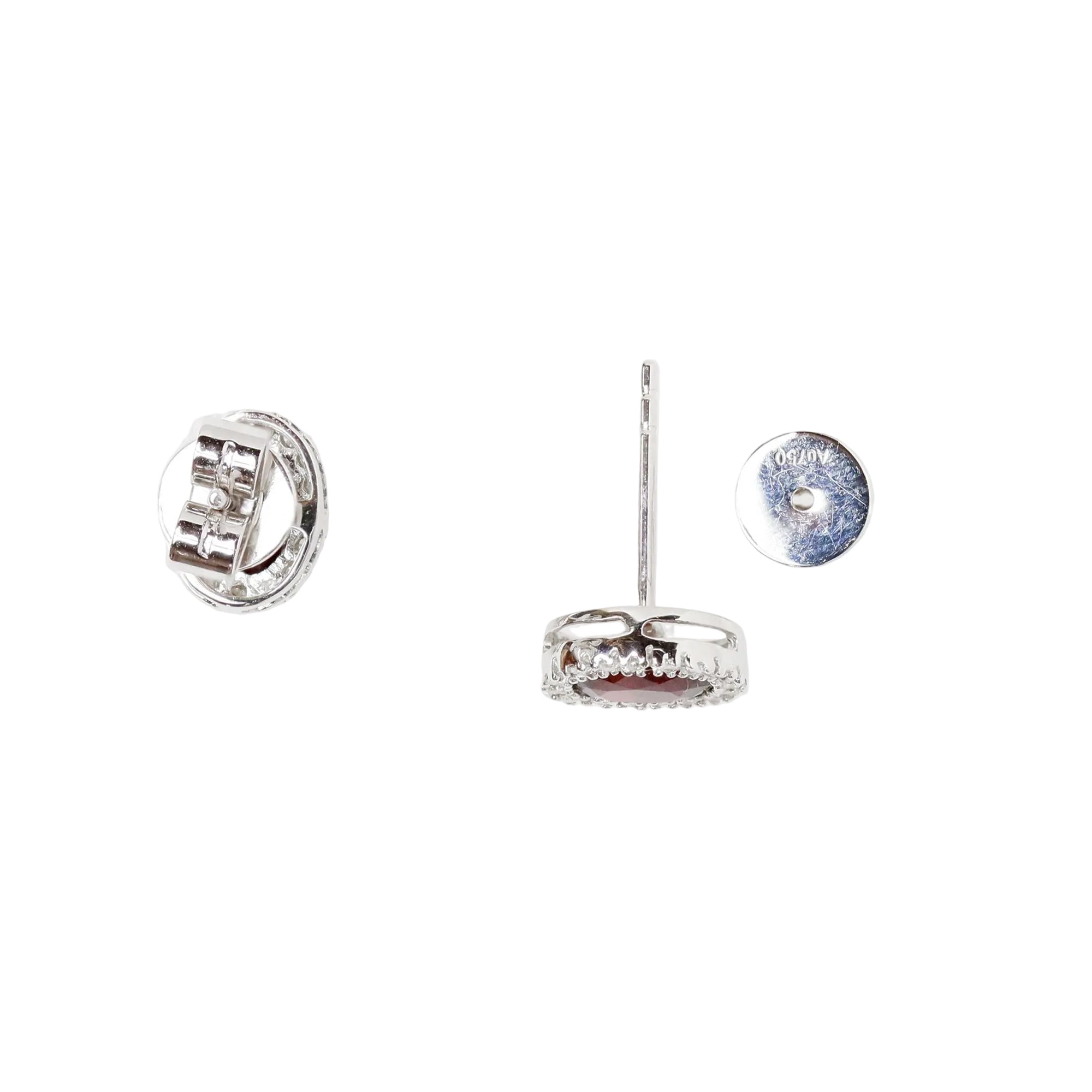 White Gold, Ruby, and Diamond Earrings