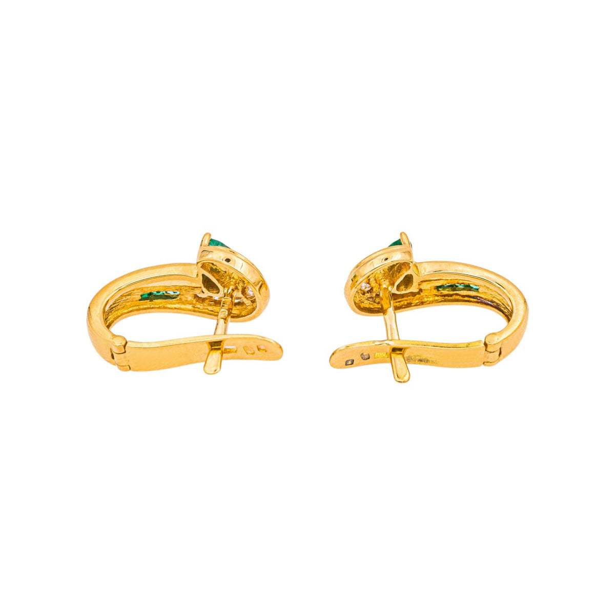 Lever-back earrings Yellow gold Emerald