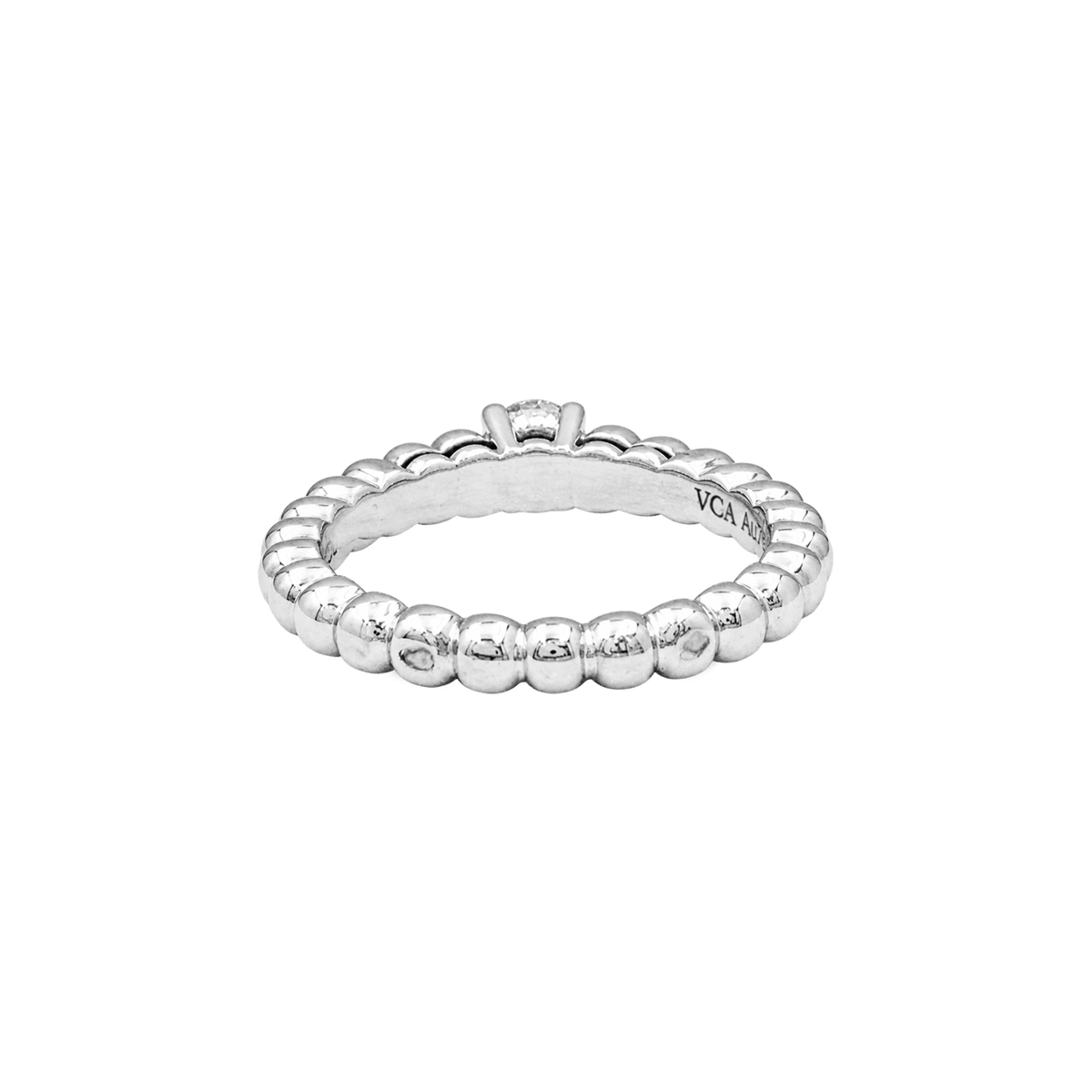 VAN CLEEF & ARPELS "Solitaire Perlée" Solitaire Ring in white gold and diamonds
