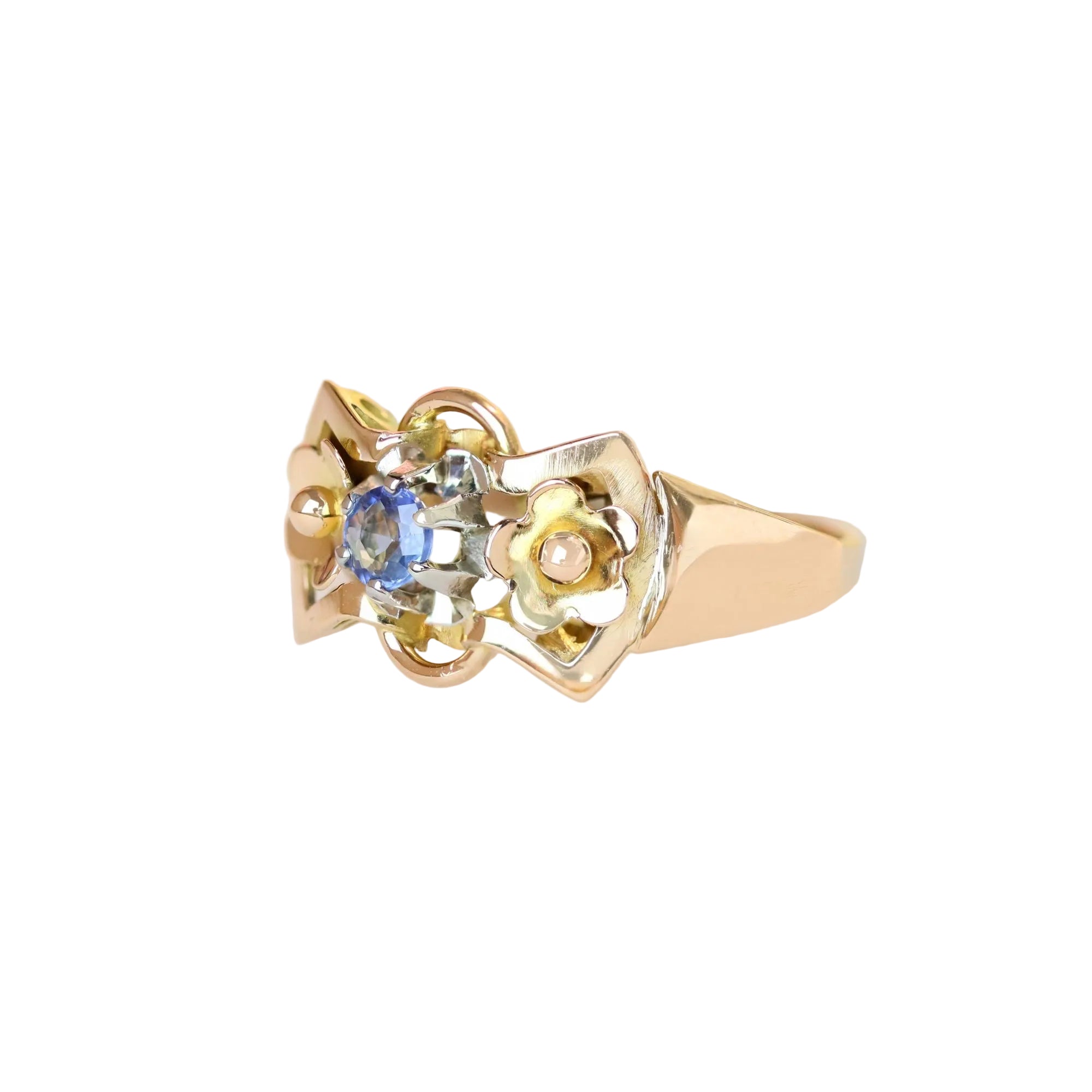 Tank Ring in Rose Gold and Sapphire