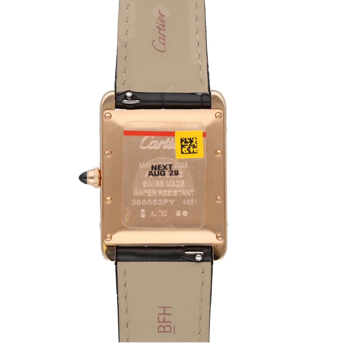 CARTIER "Tank Louis Cartier" GM Watch in Rose gold and Leather