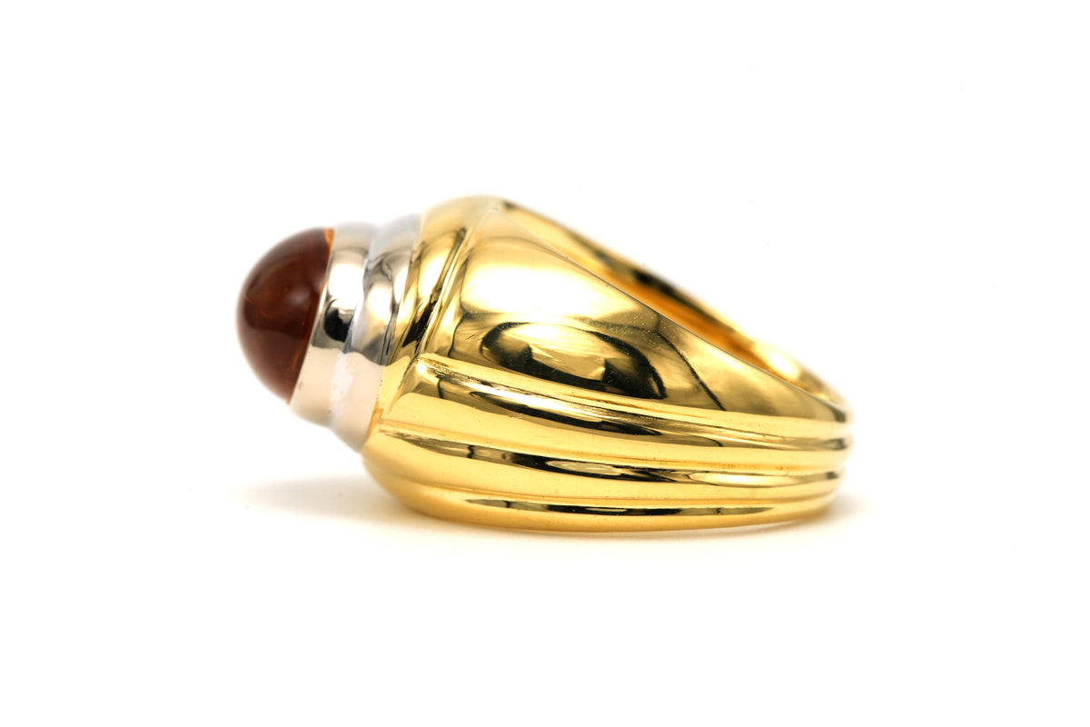 White Gold, Yellow Gold, and Citrine Bangle Ring