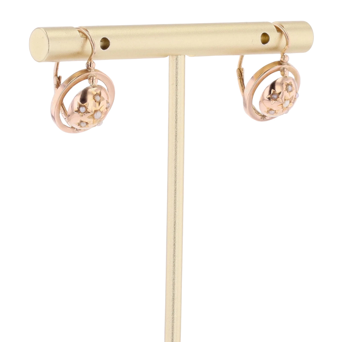 Boucles d'oreilles Dormeuses en or rose et perles