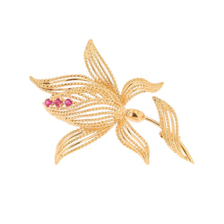 Yellow Gold and Ruby Brooch