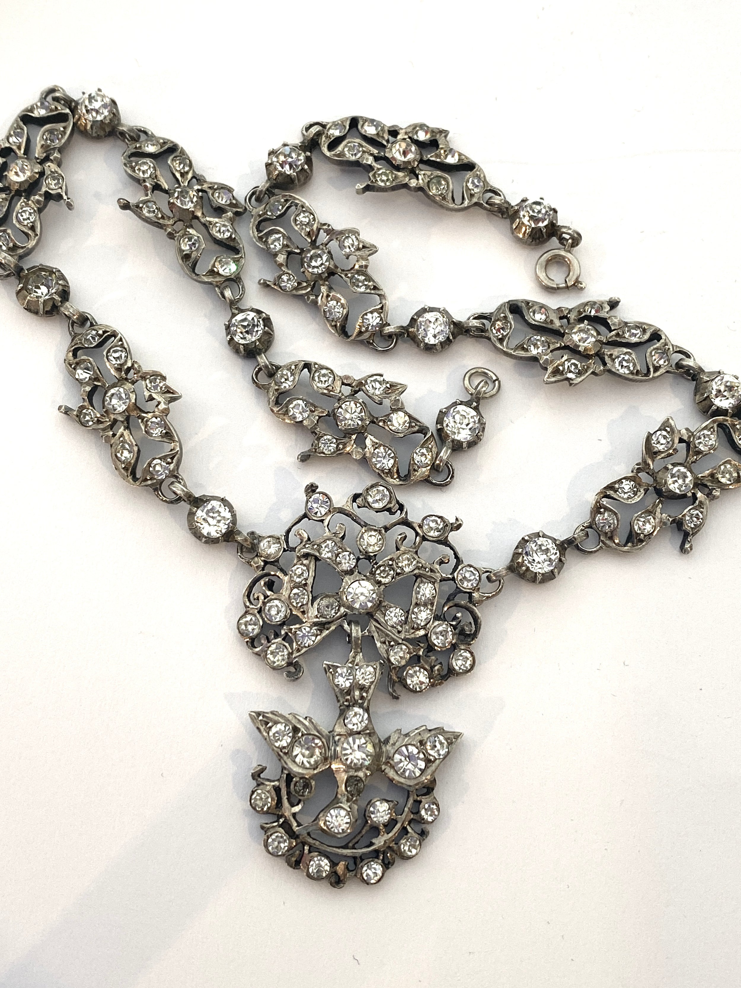 Silver and rhinestone Holy Spirit necklace, circa 1815–1830