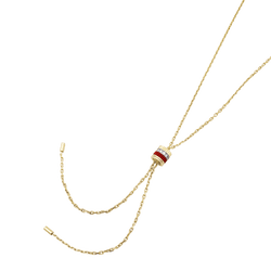 Necklace Boucheron "Cravate Quatre Red Edition", 3 golds, ceramic red, diamonds. Small model.
