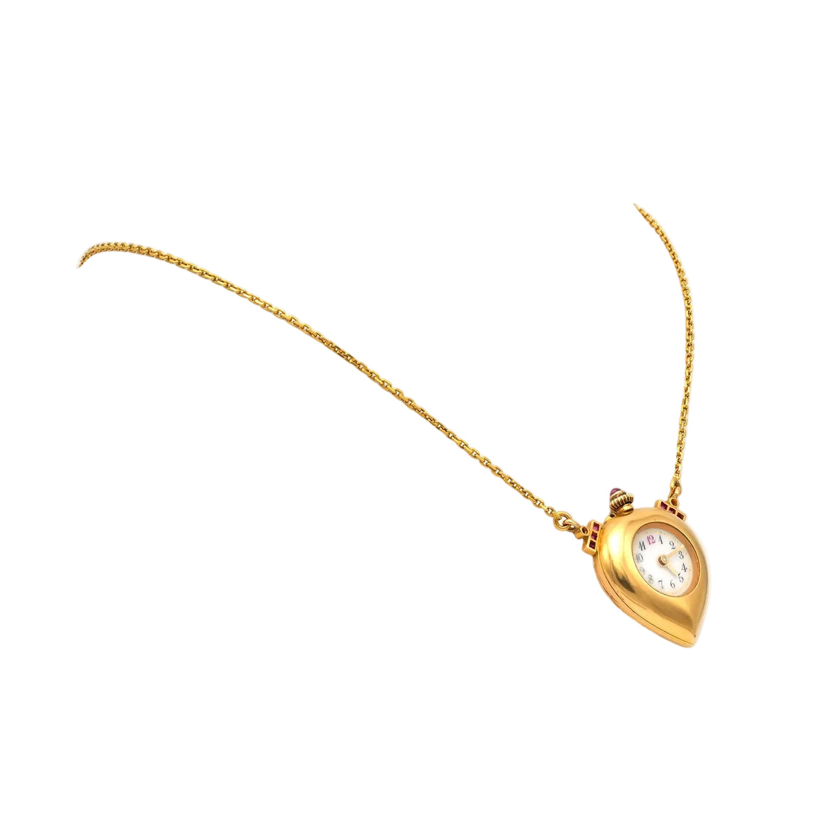 Yellow Gold Necklace with Watch, Ruby, and Diamonds