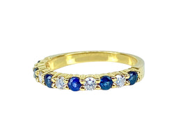 Yellow Gold Wedding Band with Sapphires and Diamonds
