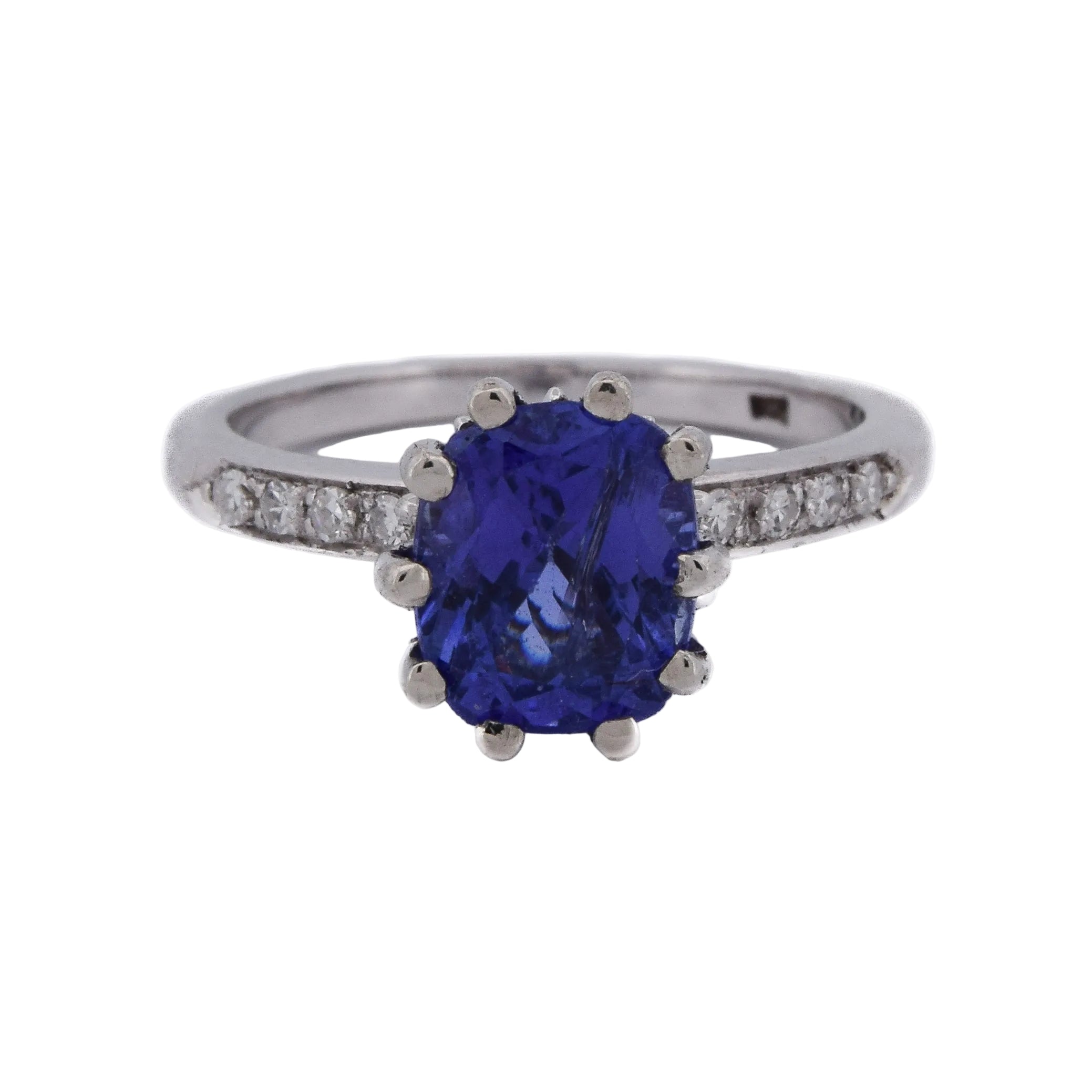 Solitaire Ring in White gold, Tanzanite and Diamonds