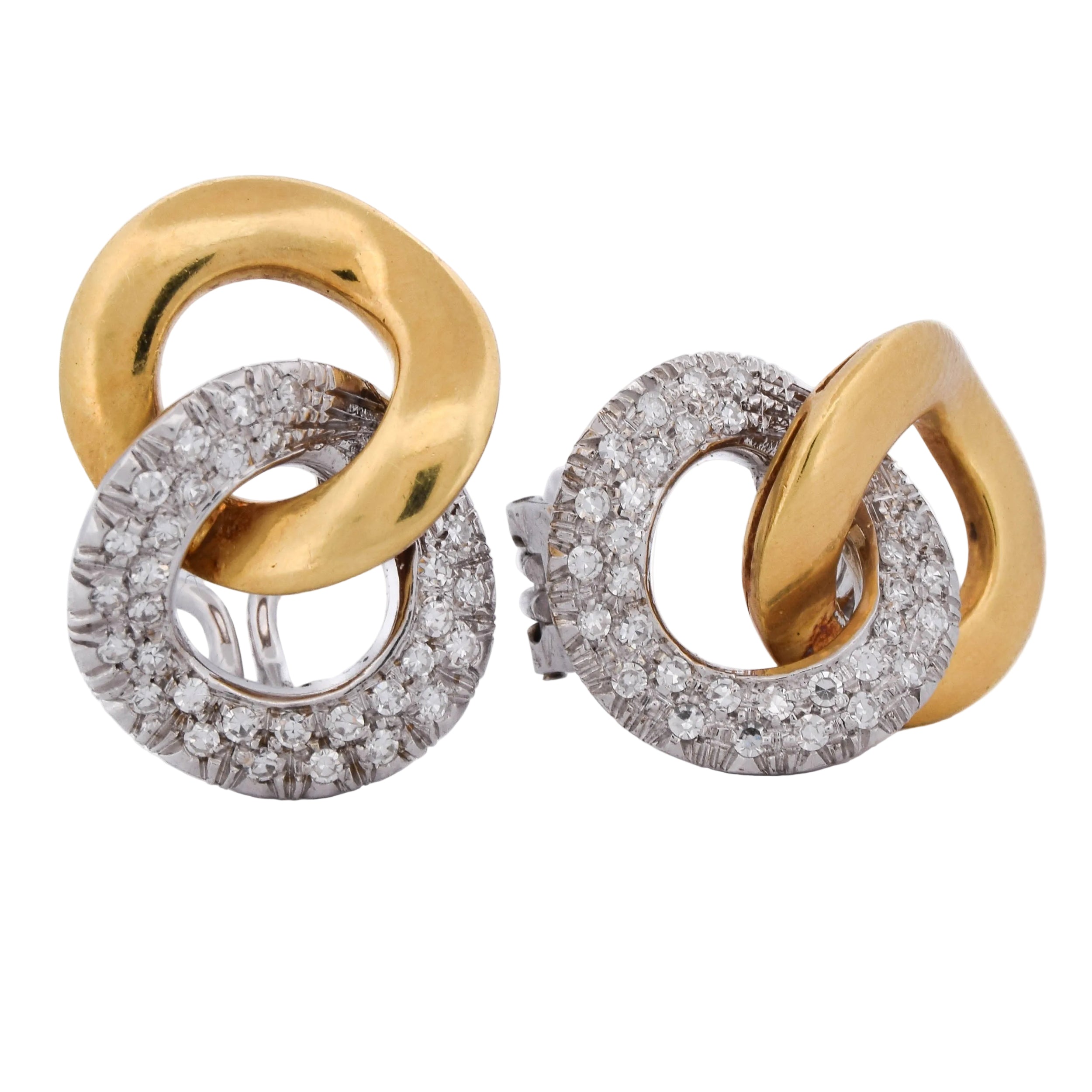 LUNATI Clip-On Earrings in White gold, Yellow gold, and Diamonds