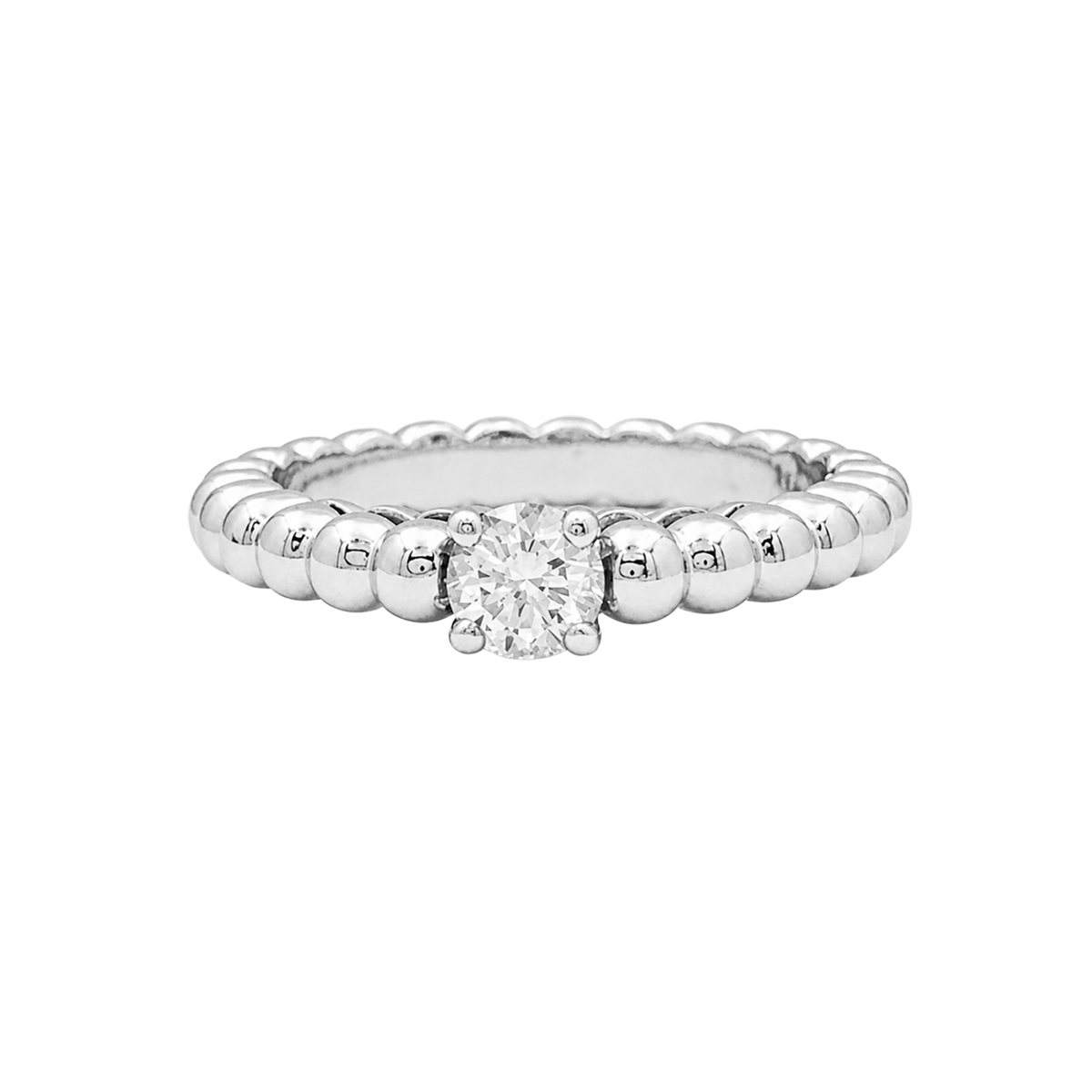 VAN CLEEF & ARPELS "Solitaire Perlée" Solitaire Ring in white gold and diamonds