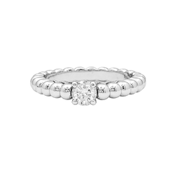 VAN CLEEF & ARPELS "Solitaire Perlée" Solitaire Ring in white gold and diamonds