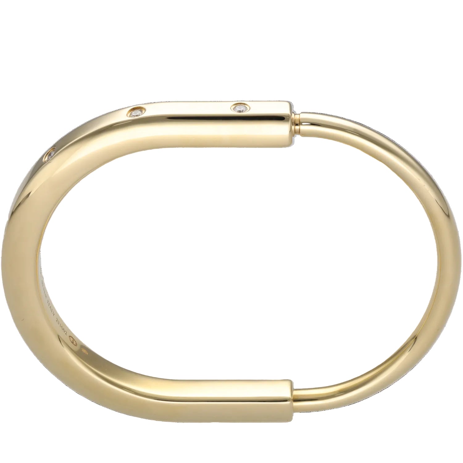 TIFFANY & CO. "Lock" Yellow Gold and Diamond Bangle