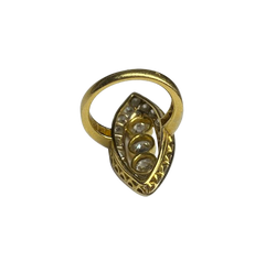 18K Yellow gold Marquise Ring with Diamonds (Size 52)