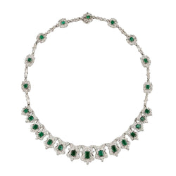 Plastron Necklace in Platinum, Emeralds, and Diamonds