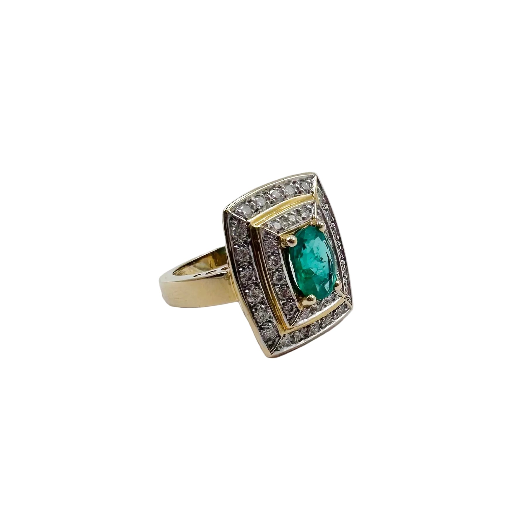 Yellow gold, emerald and diamond Entourage Ring