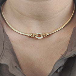 Collier Ras de Cou en or jaune et diamants